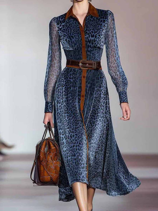 Damska sukienka w stylu retro z nadrukiem lamparta