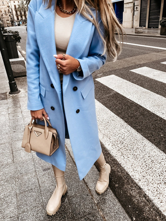 Damski kombinezon retro z długimi rękawami, dwurzędowy płaszcz