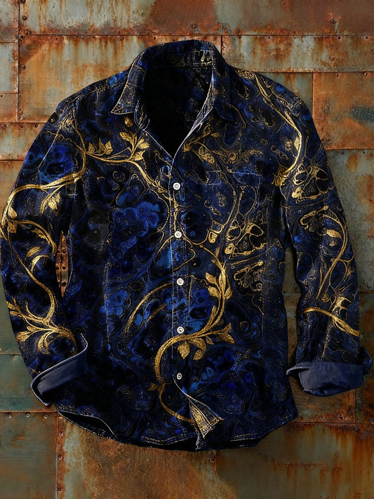 Męska koszulka z długim rękawem w stylu retro w stylu abstrakcyjnym