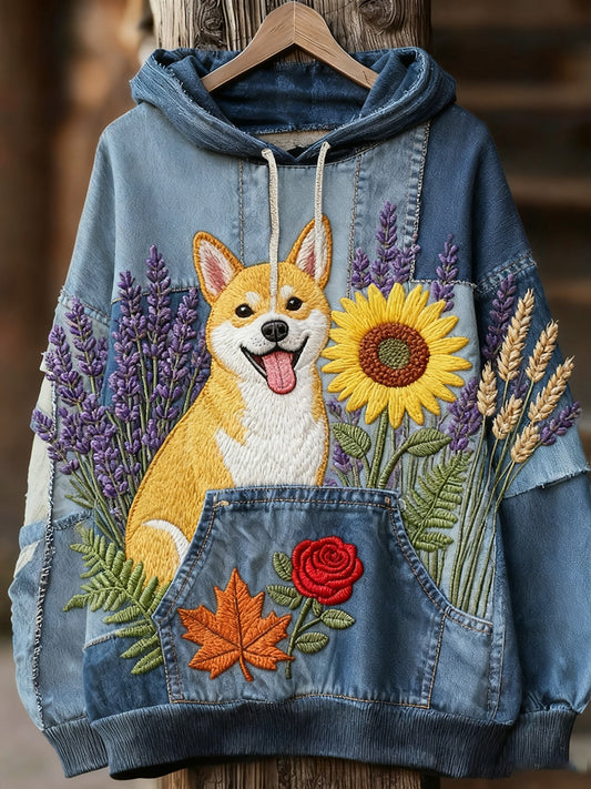 Unisex Animal Art Print Casual Vintage Bluza z kapturem