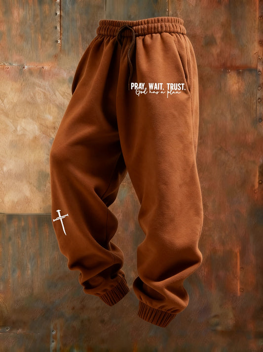 Luźne spodnie na co dzień męskie Retro Faith Print