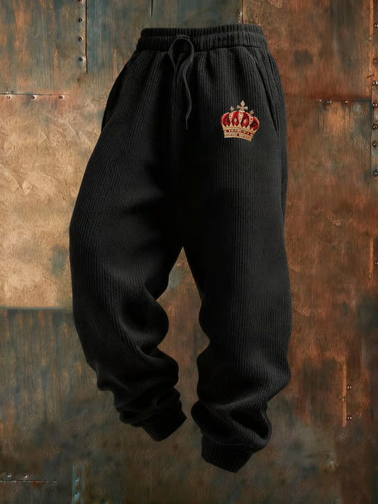 Męskie Retro Vintage Print Biznesowe luźne spodnie na co dzień