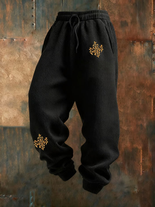 Męskie Retro Vintage Print Biznesowe luźne spodnie na co dzień