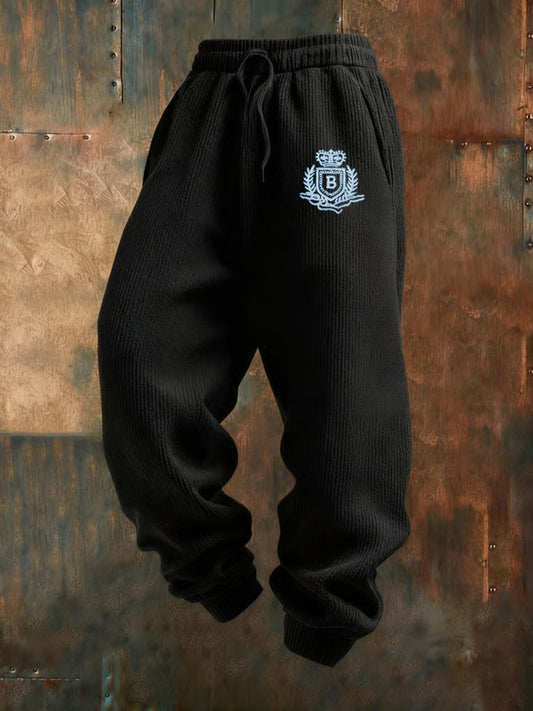 Męskie Retro Vintage Print Biznesowe luźne spodnie na co dzień