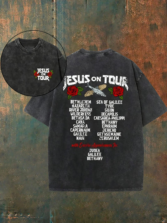 Męska koszulka w stylu vintage w trudnej sytuacji Christian umyta na co dzień