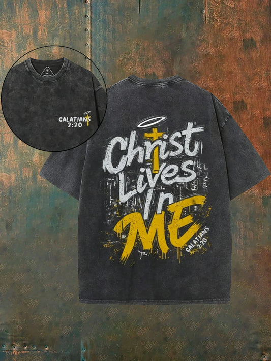 Męska koszulka w stylu vintage w trudnej sytuacji Christian umyta na co dzień