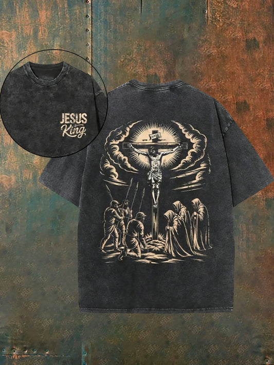 Męska koszulka w stylu vintage w trudnej sytuacji Christian umyta na co dzień