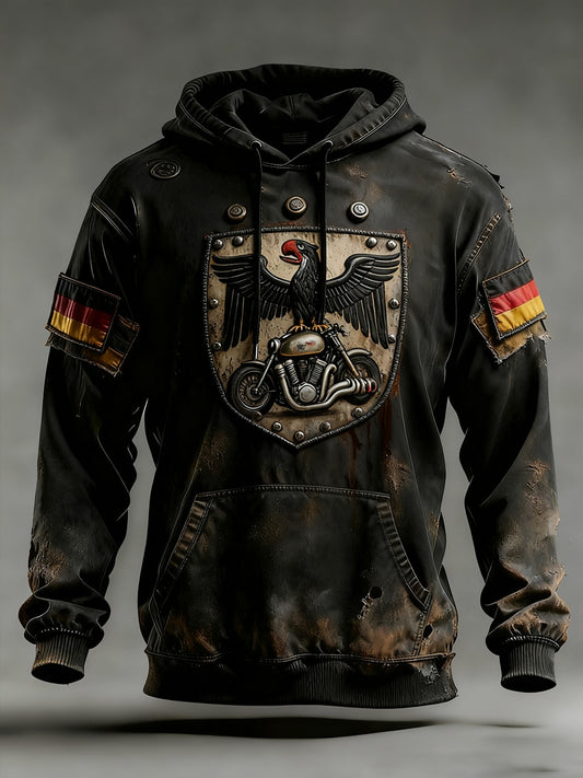 Męska bluza z kapturem w stylu vintage z niemiecką flagą