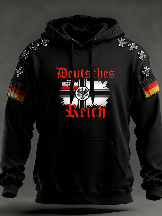 Męska bluza z kapturem w stylu vintage z niemiecką flagą