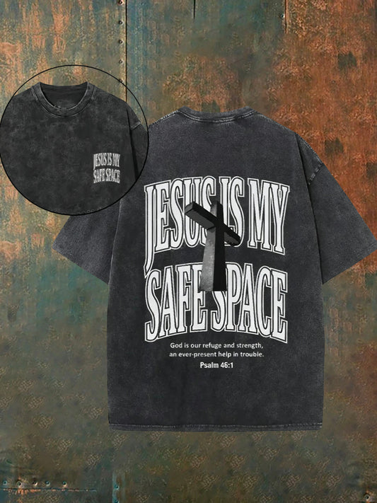 Męska koszulka w stylu vintage w trudnej sytuacji Christian umyta na co dzień