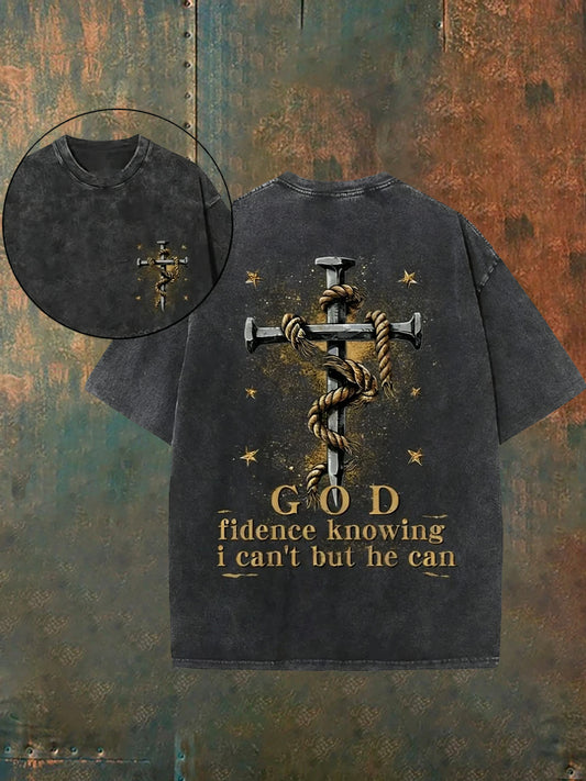 Męska koszulka w stylu vintage w trudnej sytuacji Christian umyta na co dzień