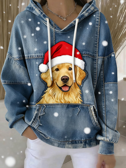 Damskie Vintage Animal Art Print Casual Retro Bluza z kapturem