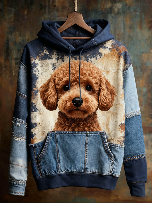 Unisex Animal Art Print Casual Vintage Bluza z kapturem