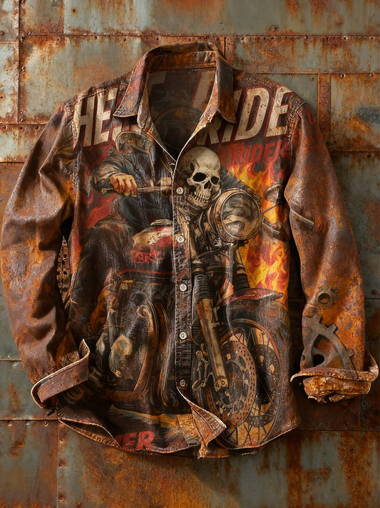 Męska koszulka z długim rękawem w stylu retro w stylu abstrakcyjnym