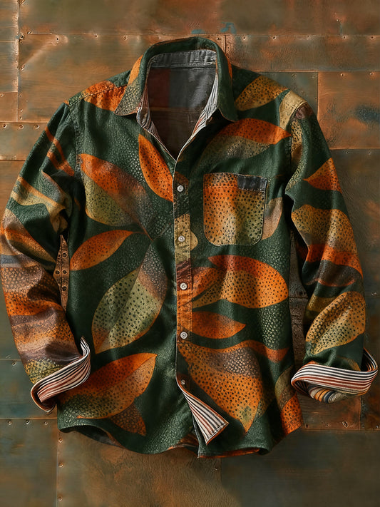 Męska koszulka z długim rękawem w stylu retro w stylu abstrakcyjnym