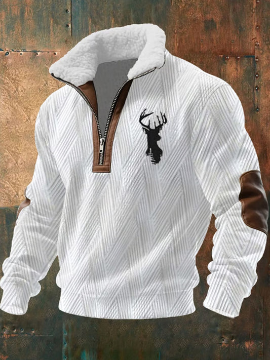 Męska koszulka z futrzaną bluzą w stylu retro z nadrukiem Western Art Print