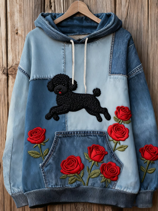 Unisex Animal Art Print Casual Vintage Bluza z kapturem