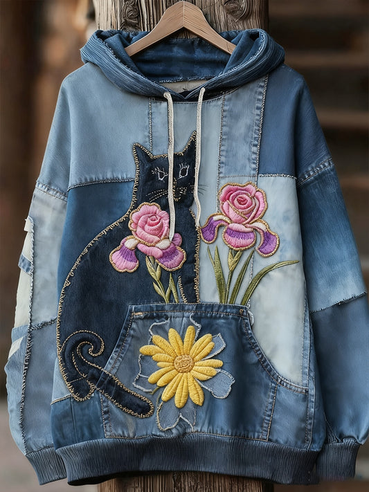 Unisex Animal Art Print Casual Vintage Bluza z kapturem