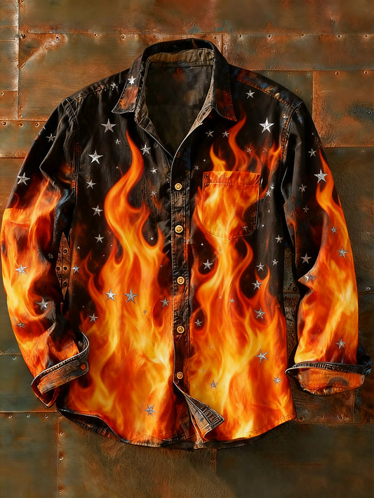 Męska koszulka z długim rękawem w stylu retro w stylu abstrakcyjnym