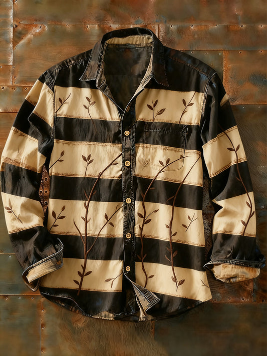 Męska koszulka z długim rękawem w stylu retro w stylu abstrakcyjnym