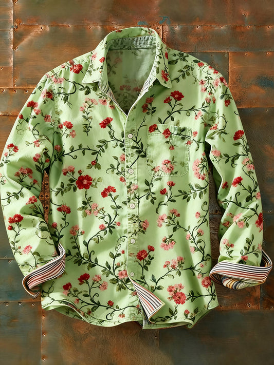 Męska koszulka z długim rękawem w stylu retro w stylu abstrakcyjnym