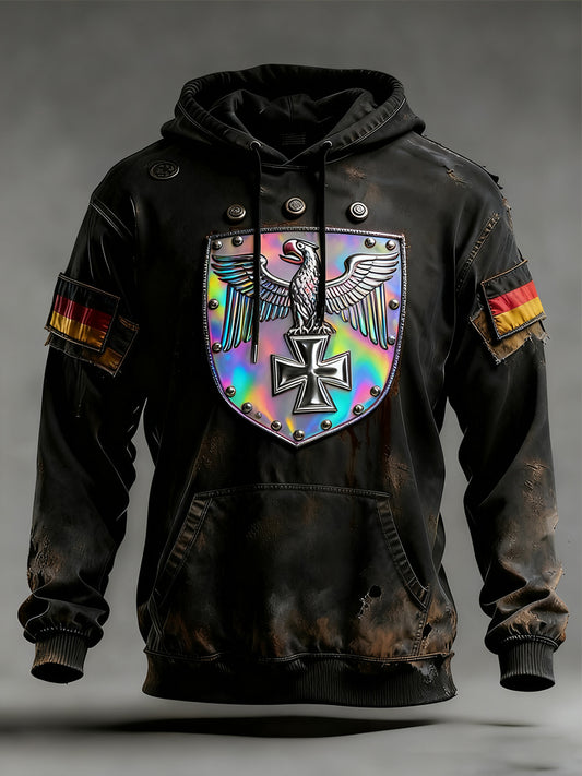 Męska bluza z kapturem w stylu vintage z niemiecką flagą