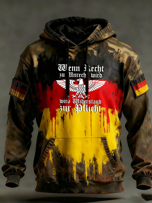 Męska bluza z kapturem w stylu vintage z niemiecką flagą