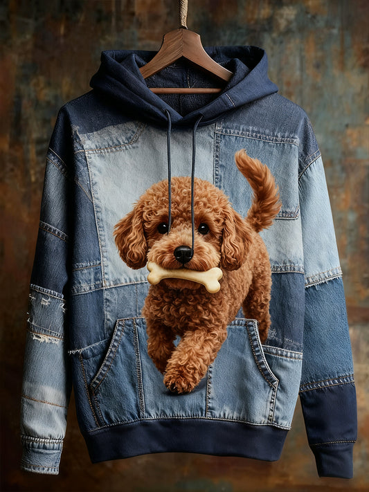 Unisex Animal Art Print Casual Vintage Bluza z kapturem