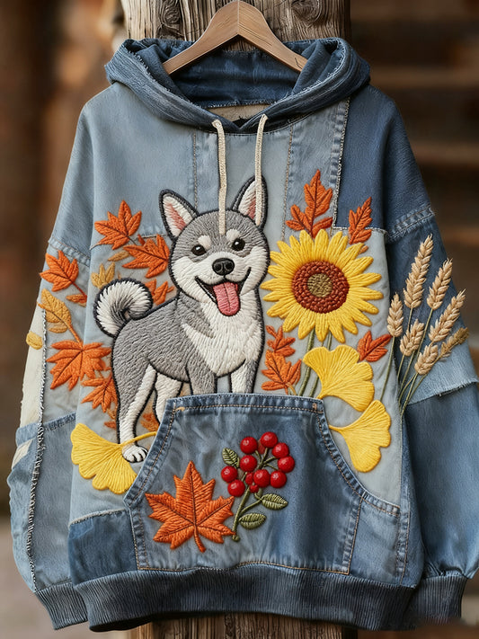 Unisex Animal Art Print Casual Vintage Bluza z kapturem