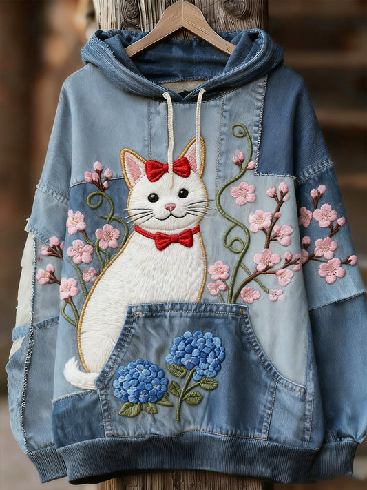 Unisex Animal Art Print Casual Vintage Bluza z kapturem