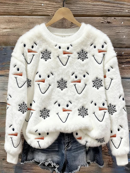 Damska świąteczna bluza w stylu vintage z nadrukiem artystycznym Przytulna flanelowa bluza