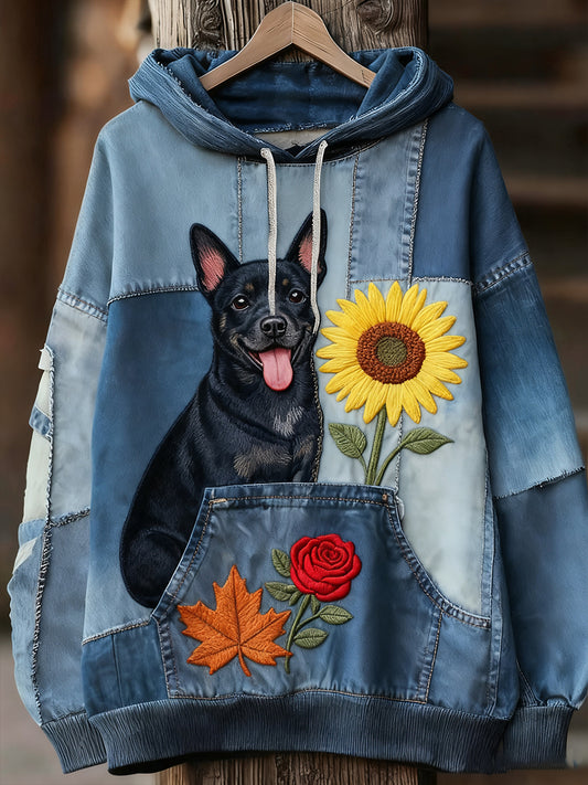 Unisex Animal Art Print Casual Vintage Bluza z kapturem