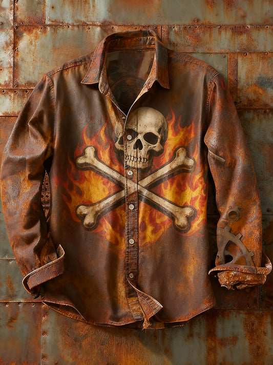 Męska koszulka z długim rękawem w stylu retro w stylu abstrakcyjnym