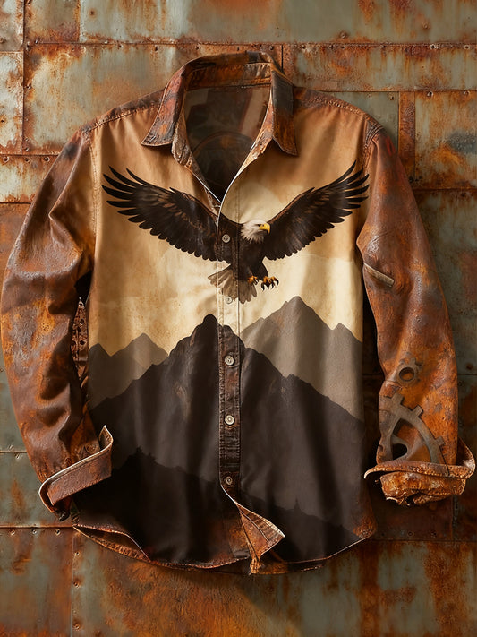 Męska koszulka z długim rękawem w stylu retro w stylu abstrakcyjnym