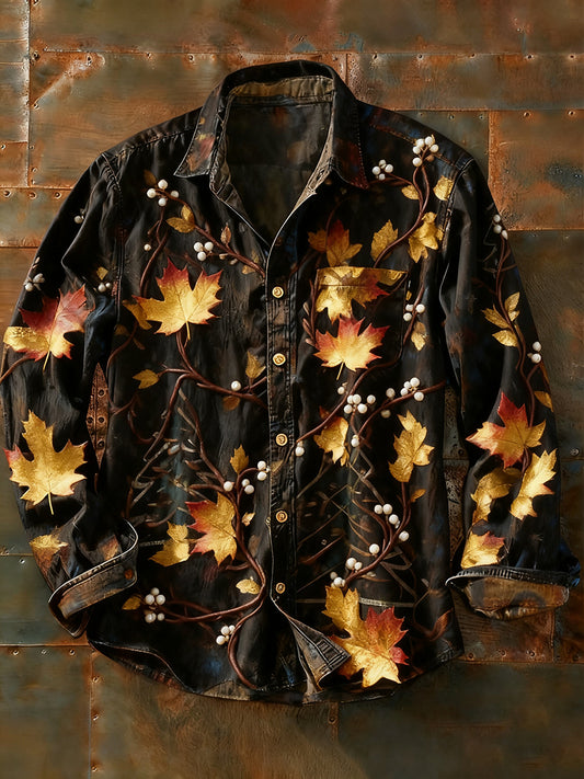 Męska koszulka z długim rękawem w stylu retro w stylu abstrakcyjnym