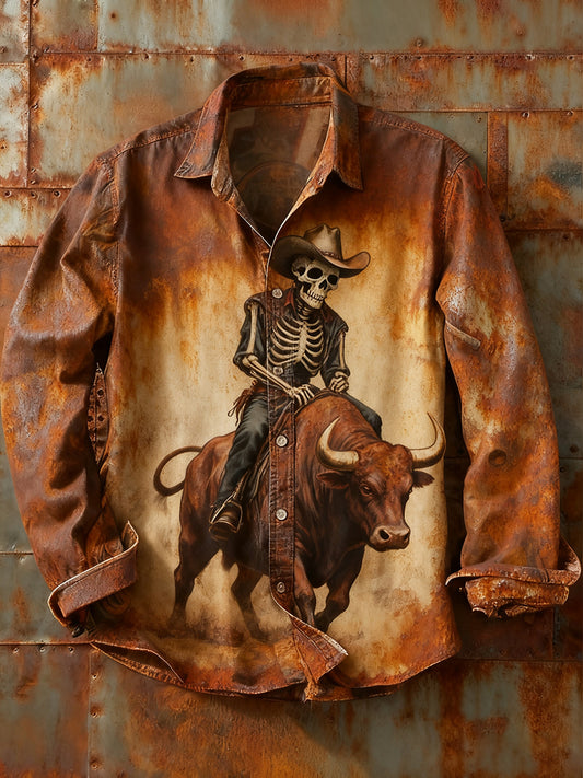 Męska koszulka z długim rękawem w stylu retro w stylu abstrakcyjnym