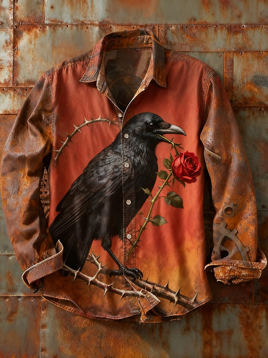 Męska koszulka z długim rękawem w stylu retro w stylu abstrakcyjnym