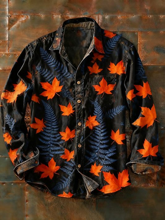 Męska koszulka z długim rękawem w stylu retro w stylu abstrakcyjnym