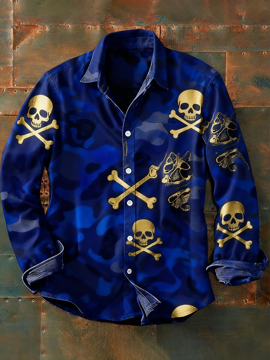 Męska koszulka z długim rękawem w stylu retro w stylu abstrakcyjnym