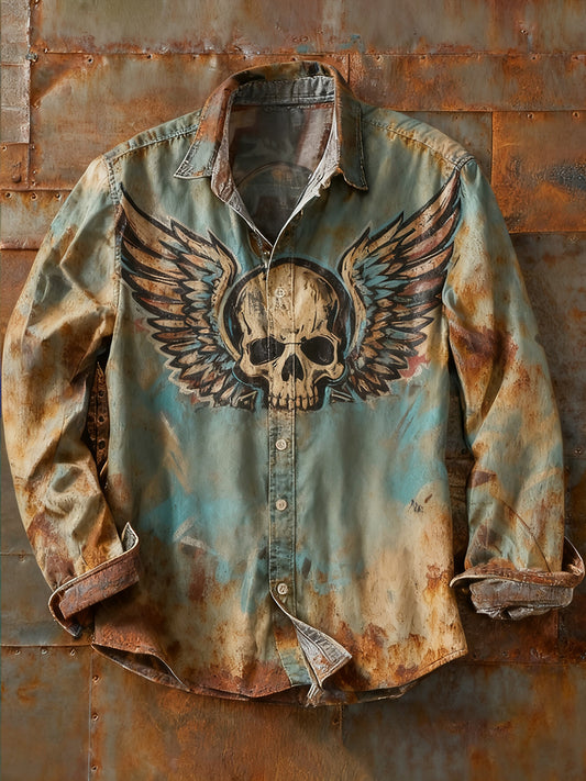 Męska koszulka z długim rękawem w stylu retro w stylu abstrakcyjnym