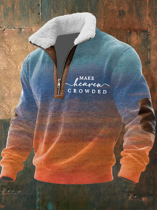 Męska artystyczna wiara retro casualowa gruba bluza z futrzanymi kołnierzykami