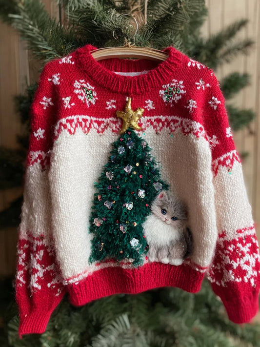 Wygodny sweter z dzianiny w stylu retro dla kobiet