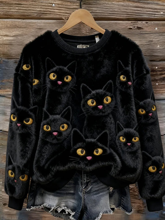 Damska wygodna flanelowa bluza z nadrukiem retro sztuki zwierząt