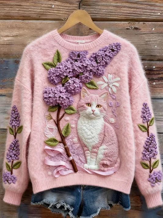 Damska wygodna flanelowa bluza z nadrukiem retro sztuki zwierząt