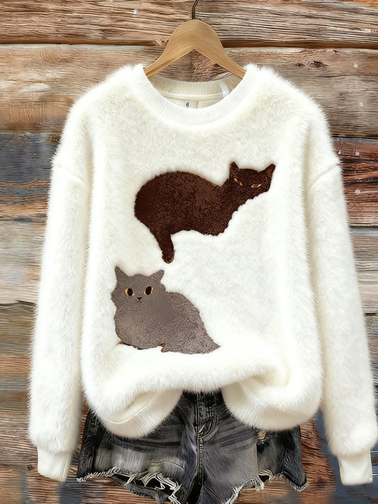 Damska wygodna flanelowa bluza z nadrukiem retro sztuki zwierząt