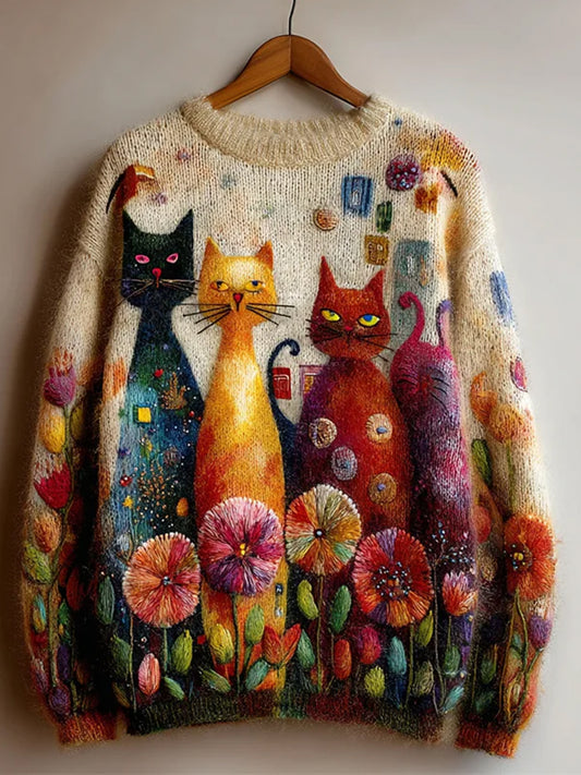 Wygodny sweter z dzianiny w stylu retro dla kobiet