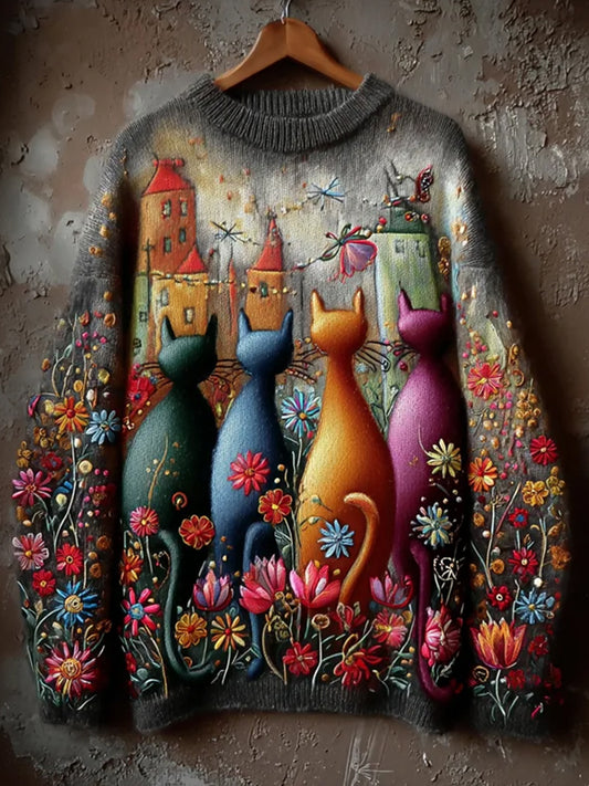 Wygodny sweter z dzianiny w stylu retro dla kobiet