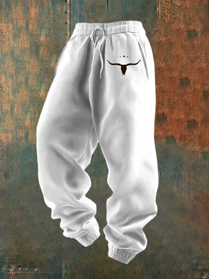 Luźne spodnie w stylu retro z nadrukiem zachodnim