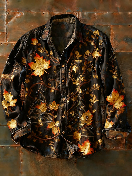 Męska koszulka z długim rękawem w stylu retro w stylu abstrakcyjnym