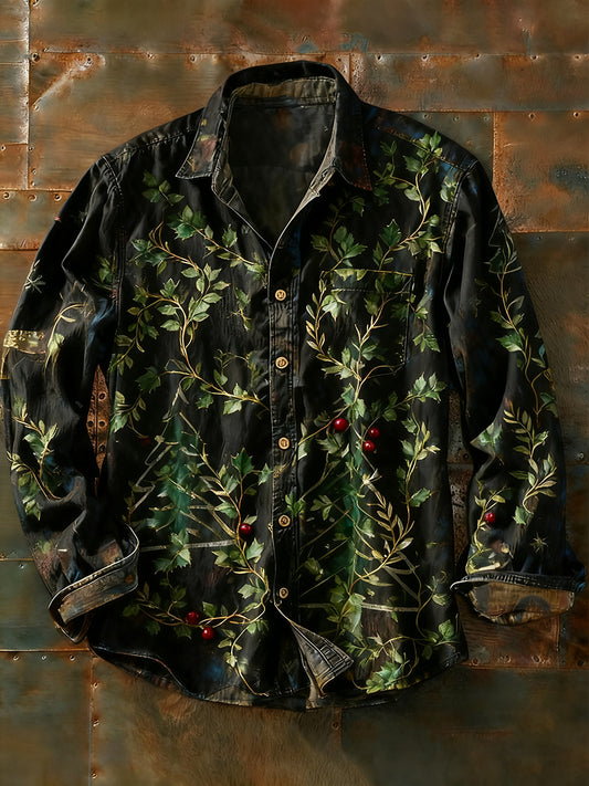 Męska koszulka z długim rękawem w stylu retro w stylu abstrakcyjnym